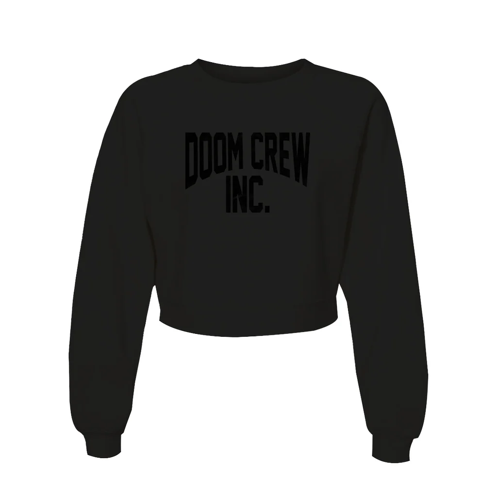 Doom Crew Black Ladies Crop Crewneck